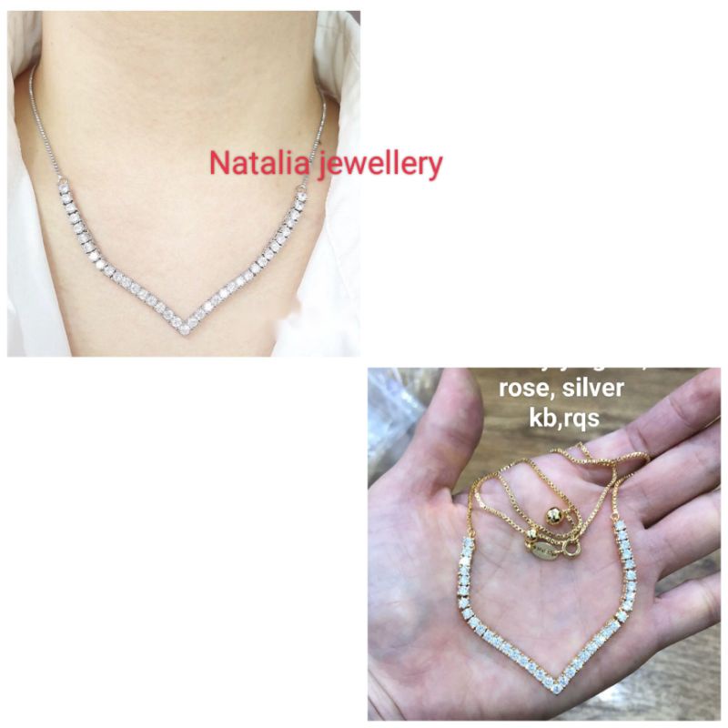 Kalung V Aurel Natalia jewellery, Nagita, ayu tingting bahan vier asli