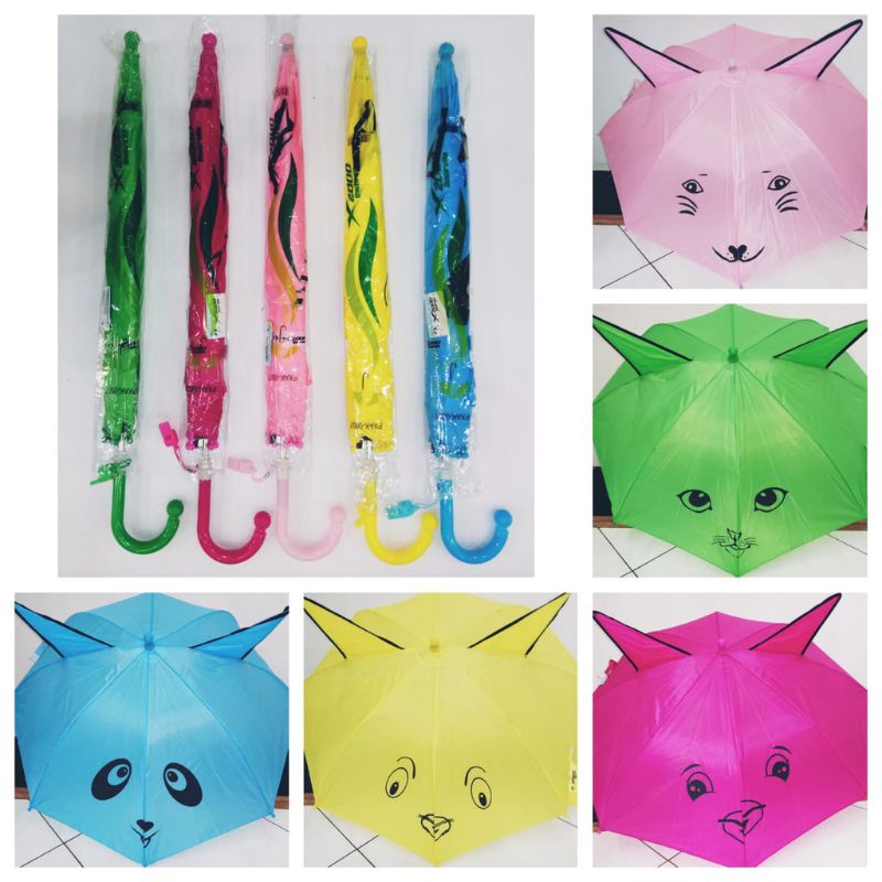 Payung Kuping Jumbo Anak / Payung Karakter Hewan / Unik &amp; Lucu / Payung Kido