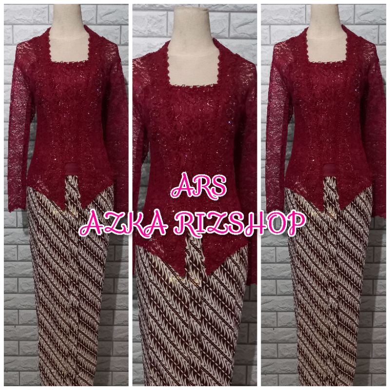 set kebaya pesta kebaya wisuda modern kebaya brukat abg kebaya brukar maroon