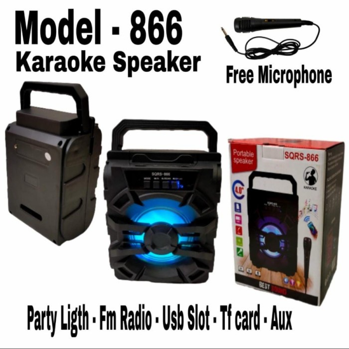 SQRS-866 peaker Bluetooth Bonus Mic Karaoke Speaker Bluetooth 866 Grosir