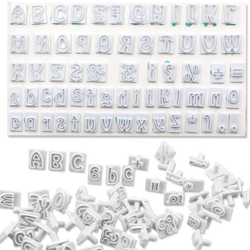 Cetakan Huruf Fondant 64pcs / Cetakan Fondant Alphabet Besar Kecil / Cetakan Angka Fondant