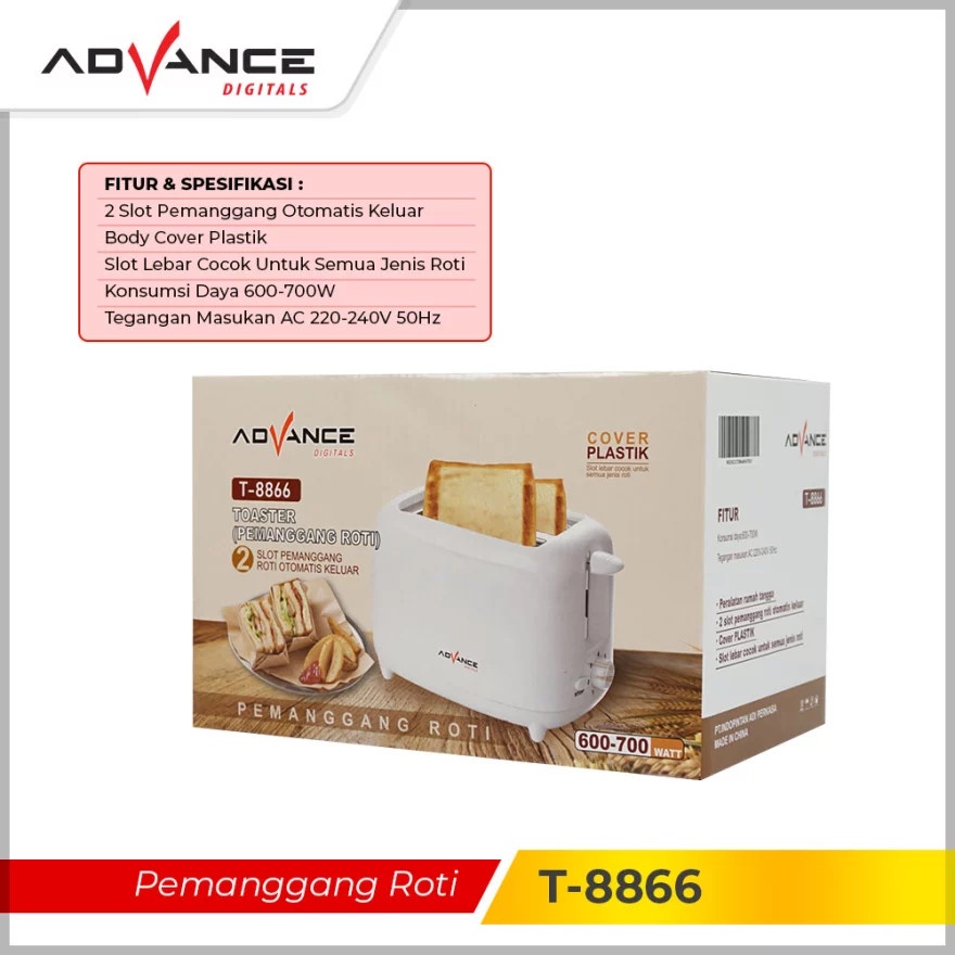 Advance T-8866 Toaster Pop Up Pemanggang Roti Listrik Sandwich Maker