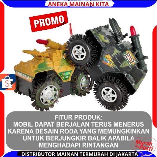 Mainan Anak Laki Laki Mobilan Jungkir Balik Tumbling Tank Millitary Car Mainan Anak Tank Militer