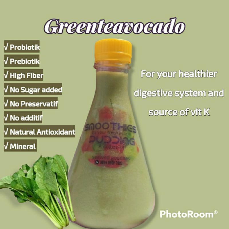 

ACBL Smoothies Puding Jus Fermentasi Sawi Hijau ( Greenteavocado ) 350 ml, Pengganti Nasi