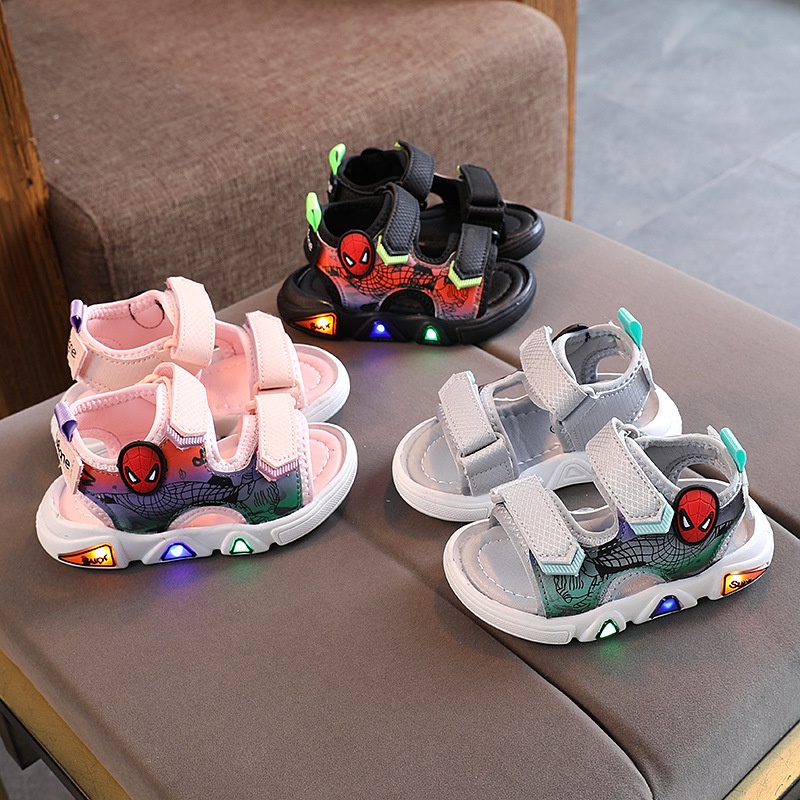 Sepatu Sandal LED Sendal Anak Sport New Spider