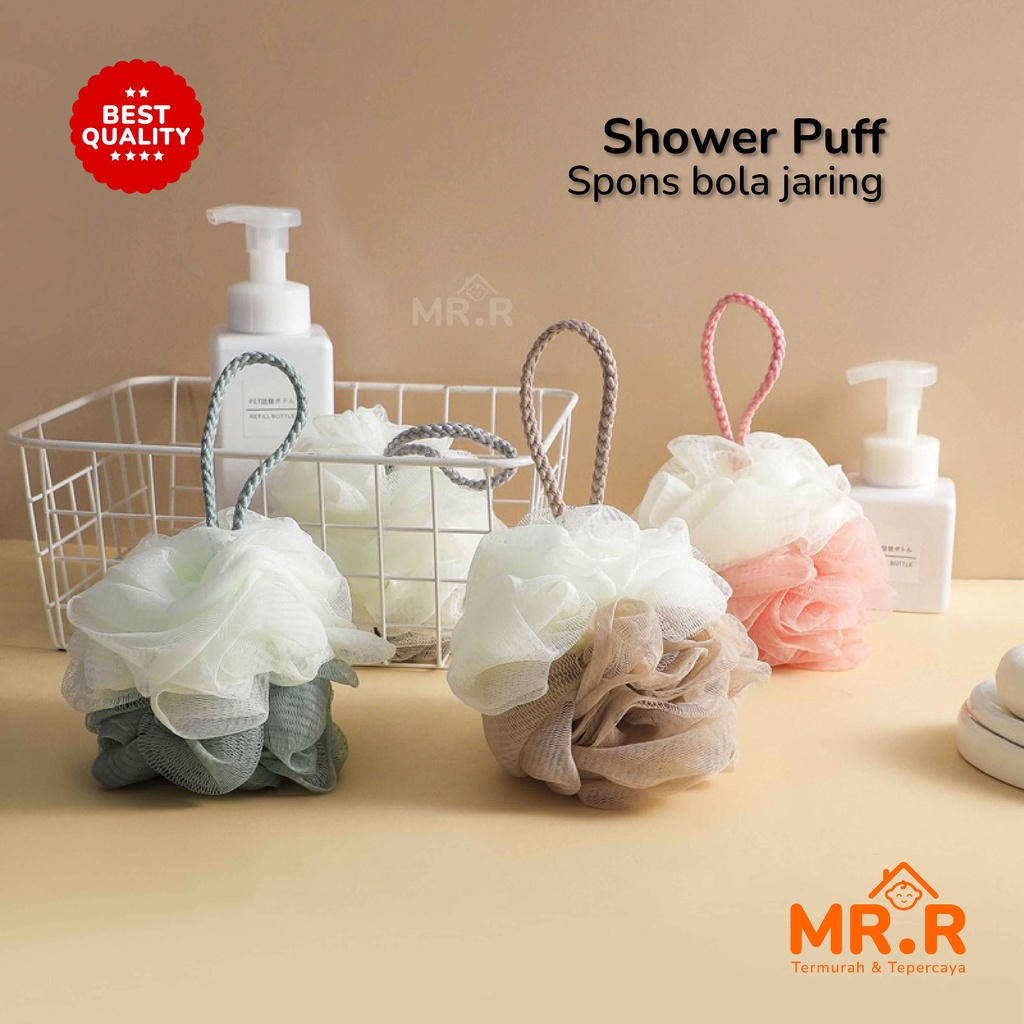 Spons Mandi Lembut Spon Bola Jaring Busa Shower Puff Bath Ball Foaming Sponge Peralatan Mandi Badan