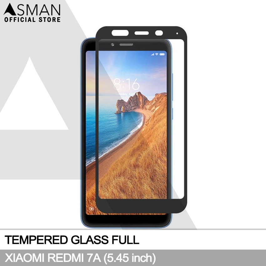 Tempered Glass Full Xiaomi Redmi 7A (5.45&quot;) | Anti Gores Kaca - Hitam