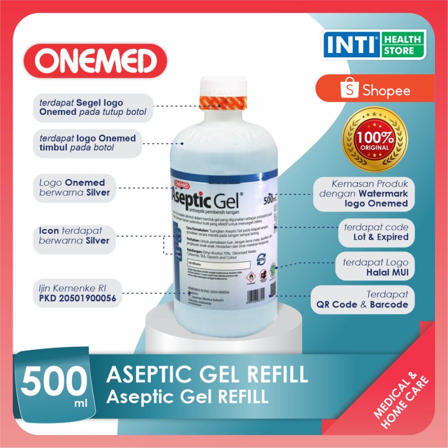 Onemed | Aseptic Gel Refill | Antiseptik Gel | Hand Sanitizer 500ml