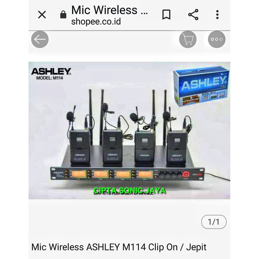 MIKROFON Mic Wireless ASHLEY M 114 MIC PEGANG ATAU JEPIT CLIP ON . M114. ISI 4 MIC. BISA UBAH FREQUENCY. ORIGINA