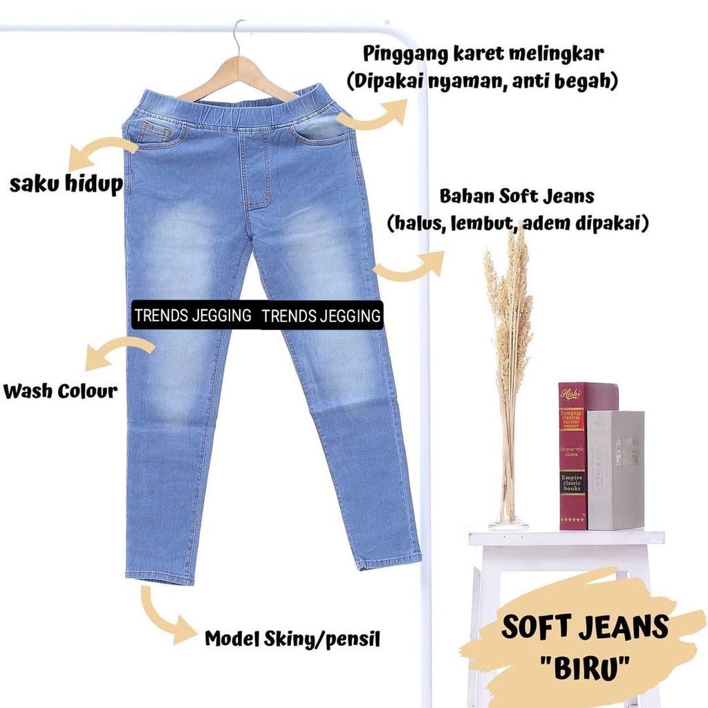 Celana Jegging Jeans Karet Pinggang Slimfit | Celana Cewek Legging