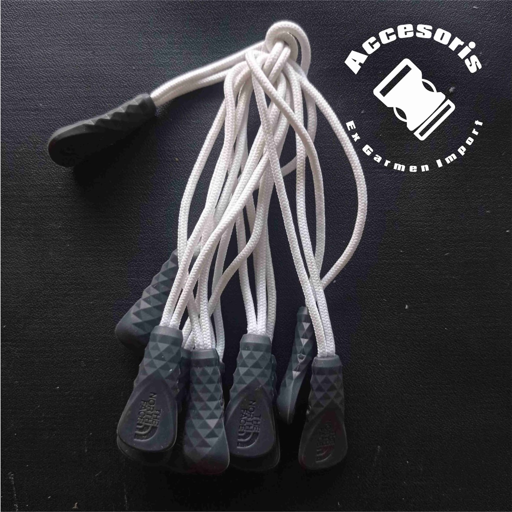 puller tarikan resleting zipper TNF import original warna putih kepala abu