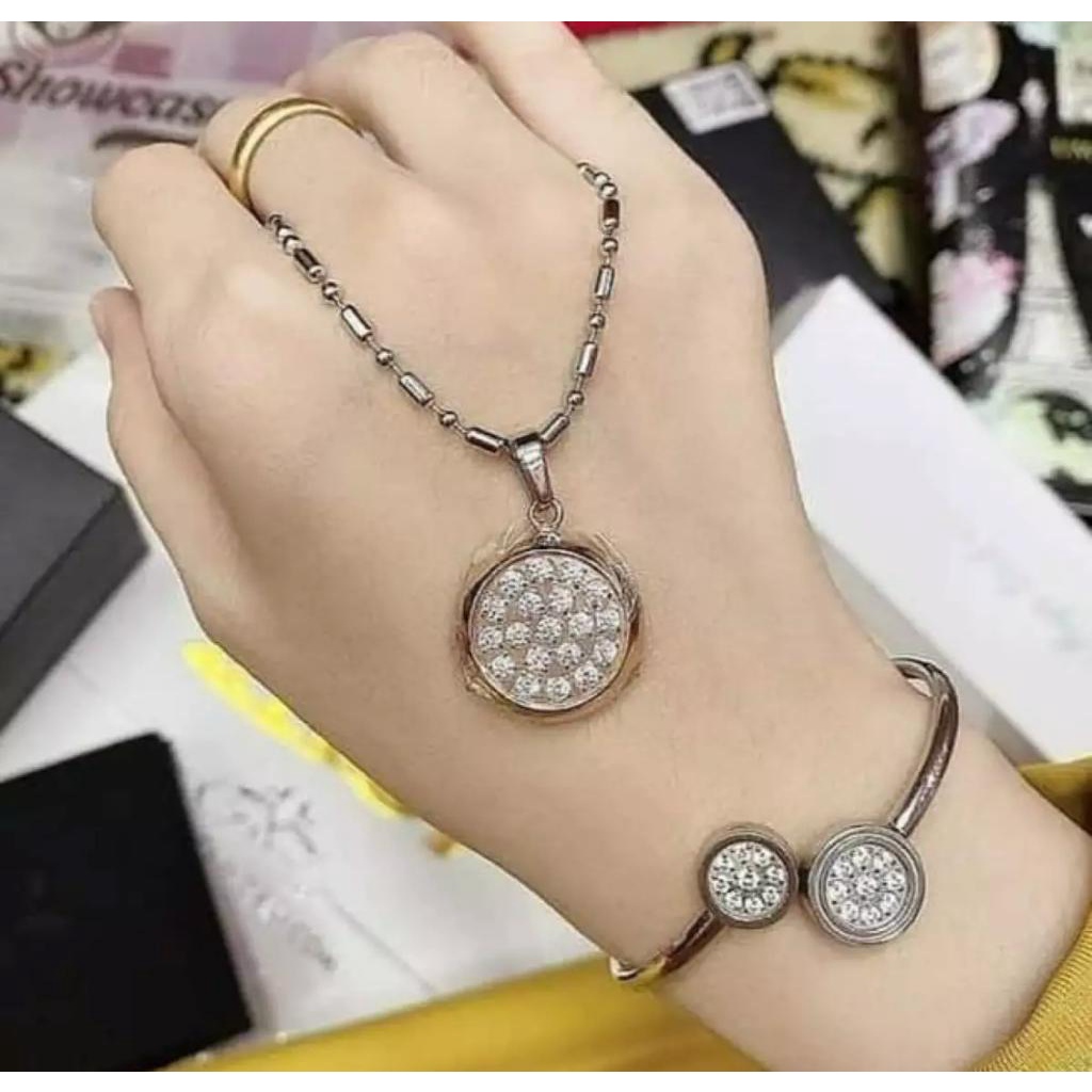 1 SET KALUNG KESEHATAN QUANTUM PENDANT FULL MUTIARA BULAT