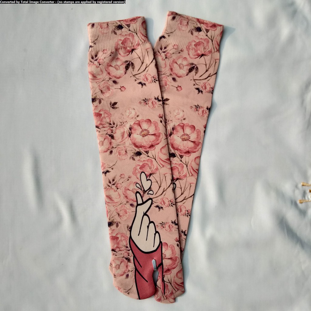 Premium Kaos Kaki Jempol Printing Muslimah  Kaos Kaki Motif Wanita Dewasa Panjang Sebetis-A 8