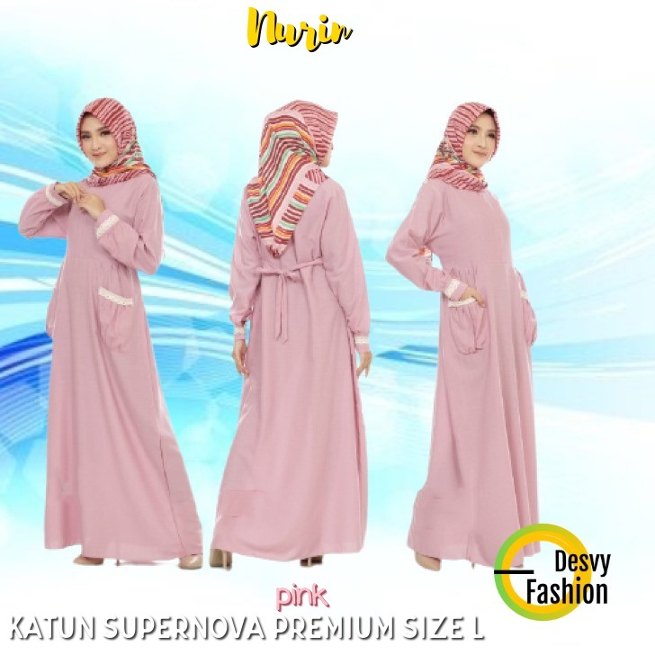 Model Baju Gamis Terbaru Polos Original NURIN, Dress Muslim Remaja Terbaru