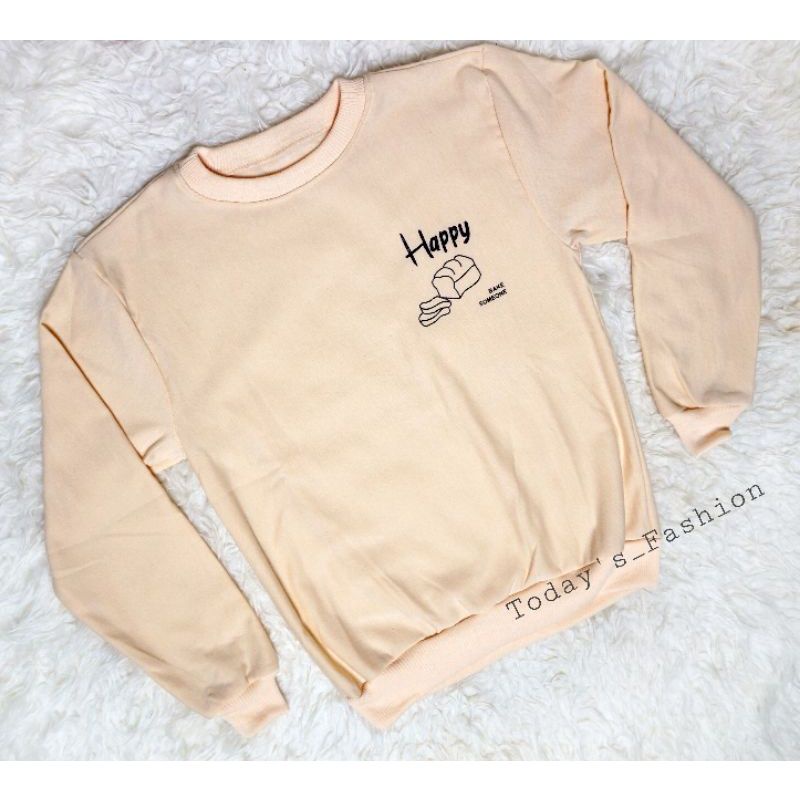 Premium XXL Oversize Sweater Happy Bake Someone Ukuran Jumbo Sweater Pria dan Wanita