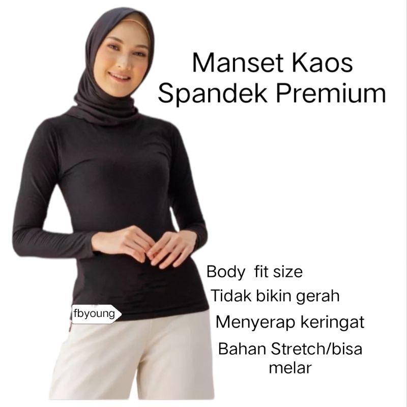 Manset kaos oblong hijab lengan panjang polos