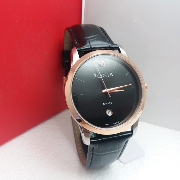 BONIA ROSSO BNR180-1372 BLACK ROSEGOLD LEATHER JAM PRIA ORIGINAL ORI