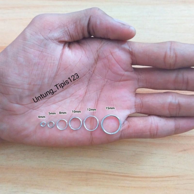 Jump Ring Nikel Banyak ukuran Ring O pengait Ring Bulat pengunci Ring Penyambung Warna Silver