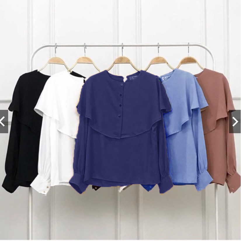 FORTGLASS NIKI BAJU ATASAN BLOUSE WANITA LENGAN PANJANG PAKAIAN SANTAI CEWEK MURAH KEKINIAN-1