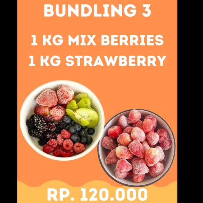 

Buah | Strawberry Frozen 1 Kg & Mix Berries 1 Kg Bundling Package 3