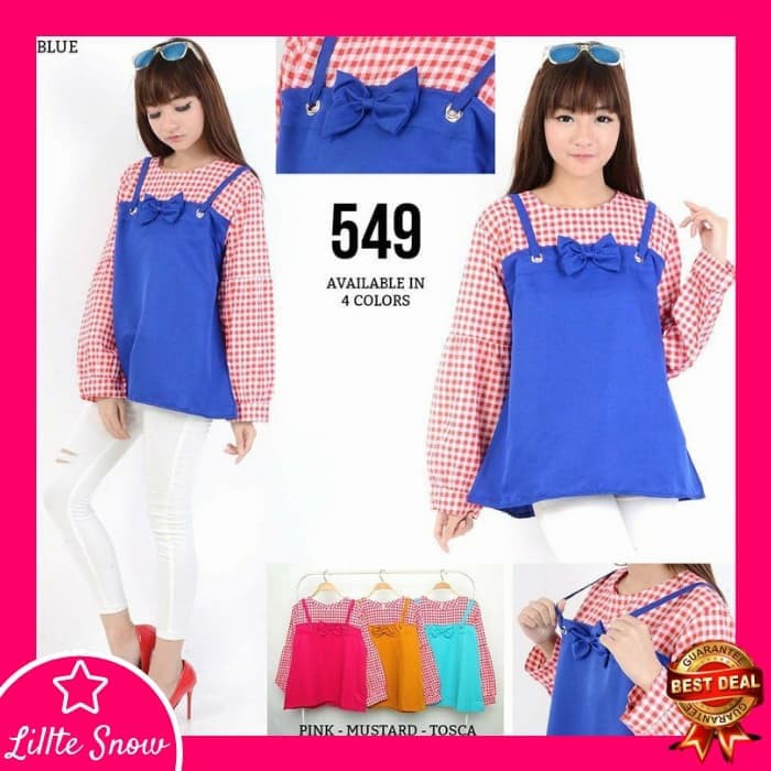 Blouse Wanita - Atasan Wanita - Blus Sifon Baju Blouse Wanita 609 - Baju Atasan Wanita 609 - Biru