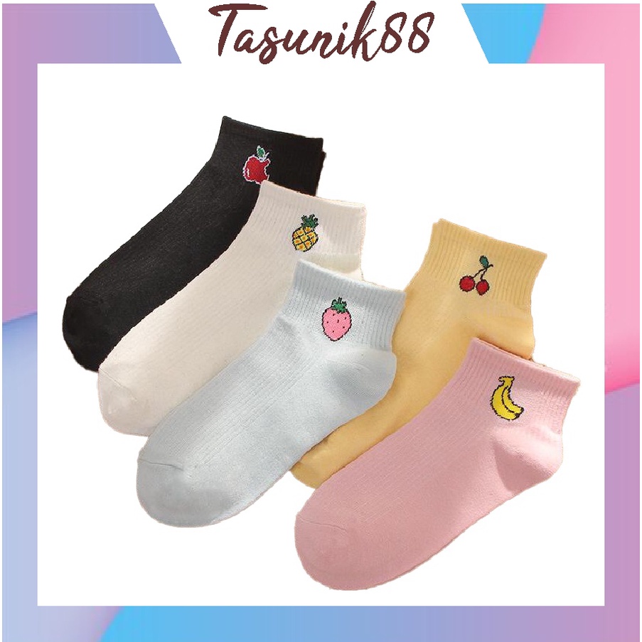 ⭐TasUnik88⭐R139 Kaos Kaki Motif Karakter Buah Kaoskaki Pendek Semata Import Murah