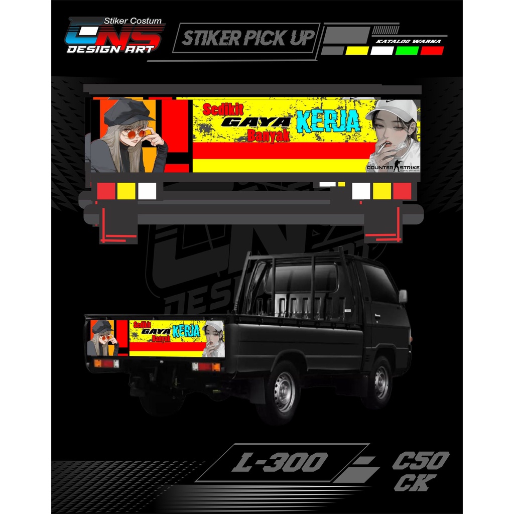 Stiker pintu belakang L-300/carry new/carry ts 120cc/grandmax Bahan nyala Stiker decal Pintu belakan