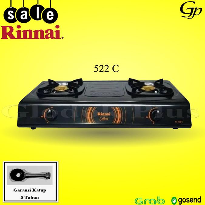 Rinnai RI-522C Kompor Gas 2 Tungku Teflon ri 522 C rinai ri522c