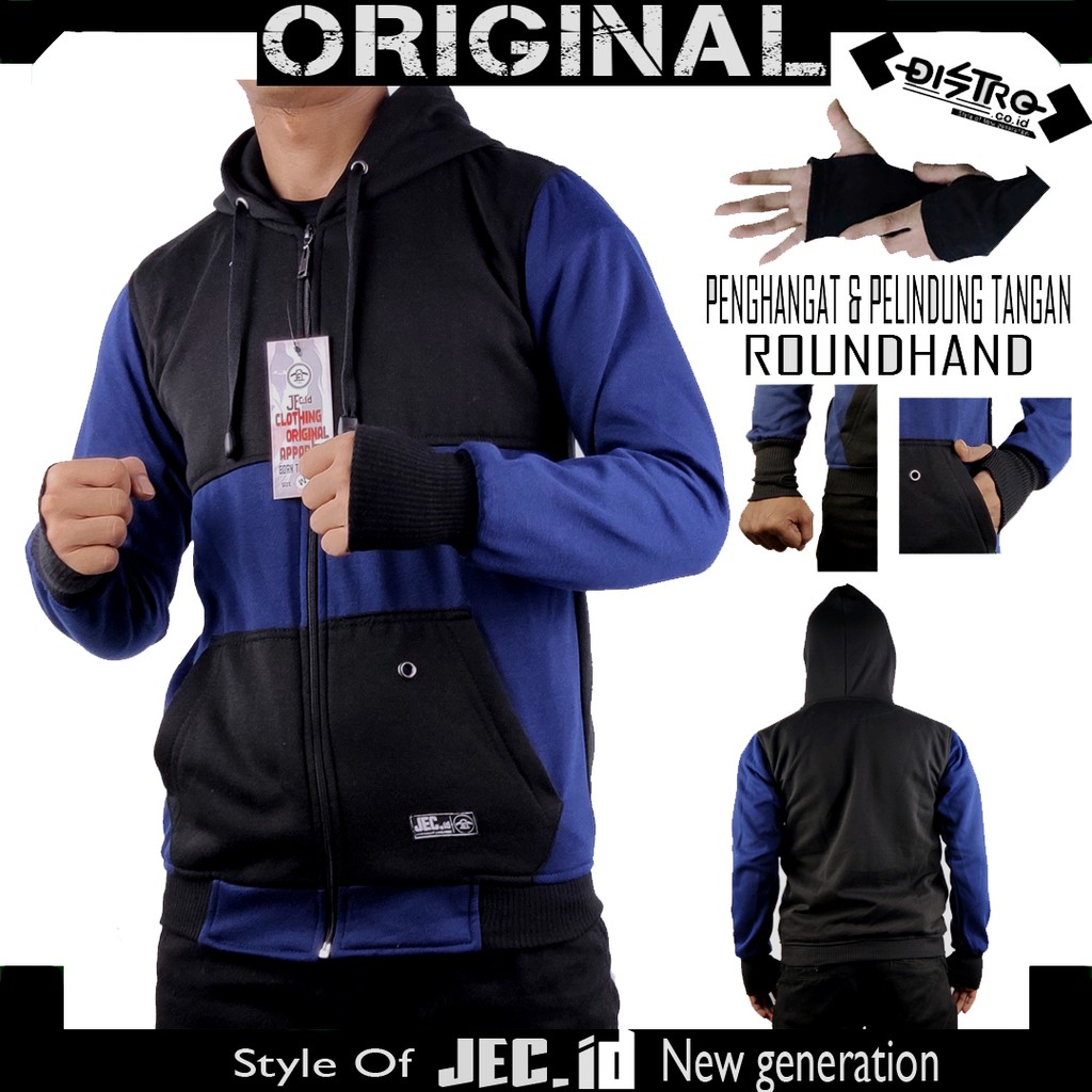 JEC ID Jaket Sweater Hoodie Zipper Combi Rib Roundhand Full Premium - Sweater Distro - Switer - Sweeter - Sweatshirt