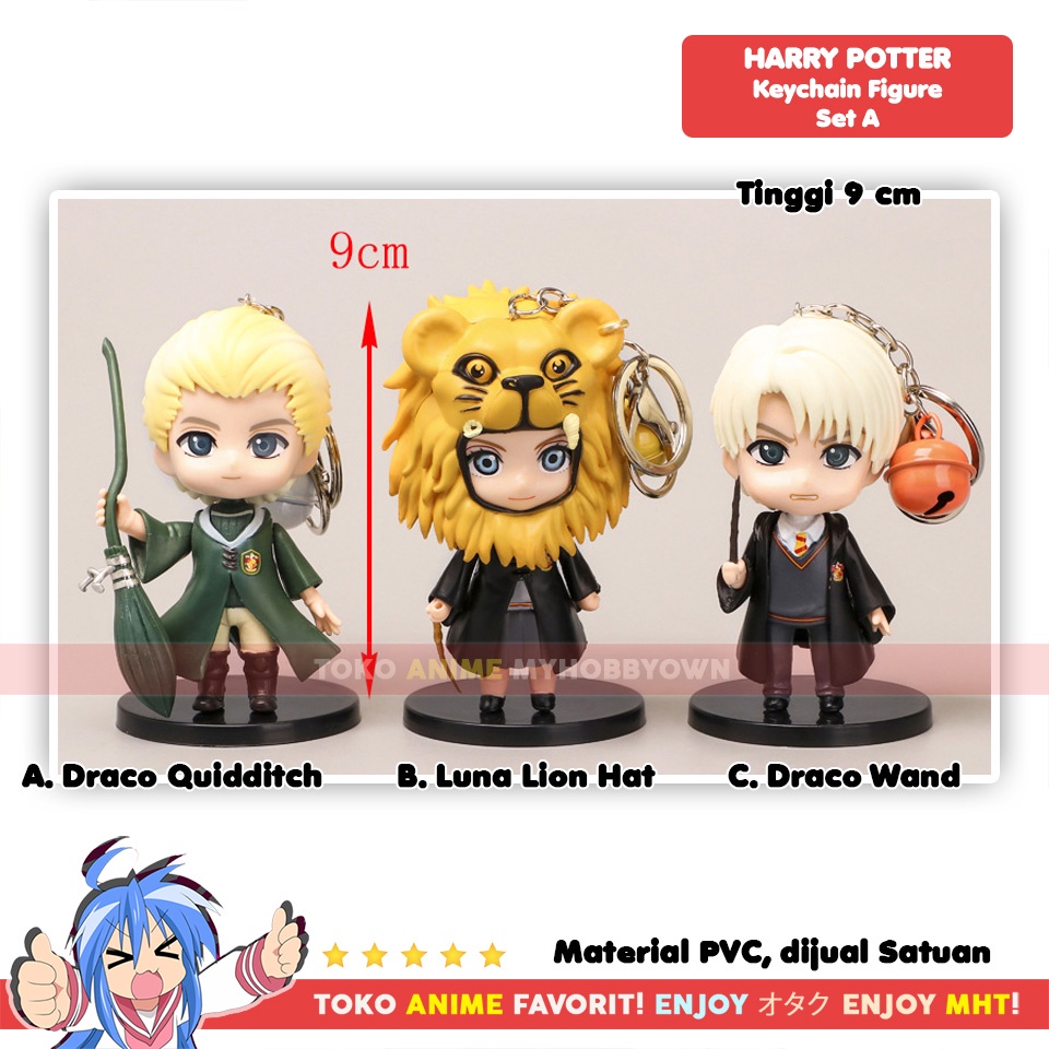 Gantungan Kunci Figure Anime Chibi Harry Potter Draco Malfoy Luna Lovegood Snape Hogwarts