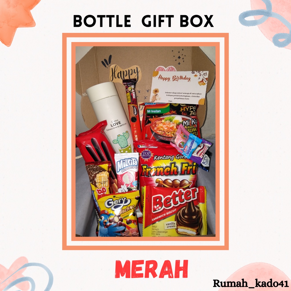 Gift Box/bottle gift box/ Kado ulang tahun/ kado anniv/gift wisuda/snack box snack