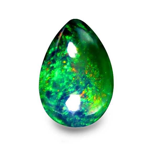 Certified Pear Cabochon 1.79ct 10x7.6mm Natural Multi Color Black Opal Ethiopia OP151