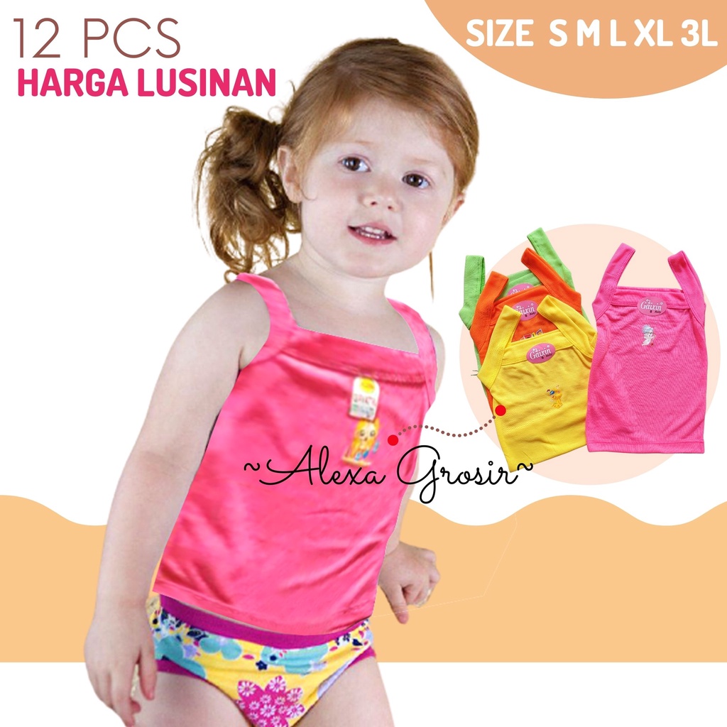 12PCS  KAOS DALAM STABILO ANAK CEWEK S M L XL BAHAN FULL KATUN SANGAT LEMBUT ADEM DIPAKAI