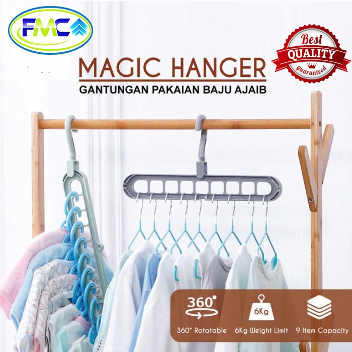 Gantungan Baju 9 Lubang Gantungan Lemari 9 in 1 Gantungan Pakaian Anak Bayi Magic Hanger Serbaguna Multifungsi Murah Praktis Kuat