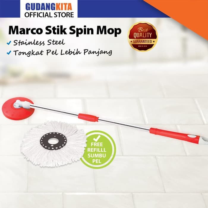 TONGKAT PEL SPIN MOP /GAGANG PEL SPIN MOP + KAIN PEL