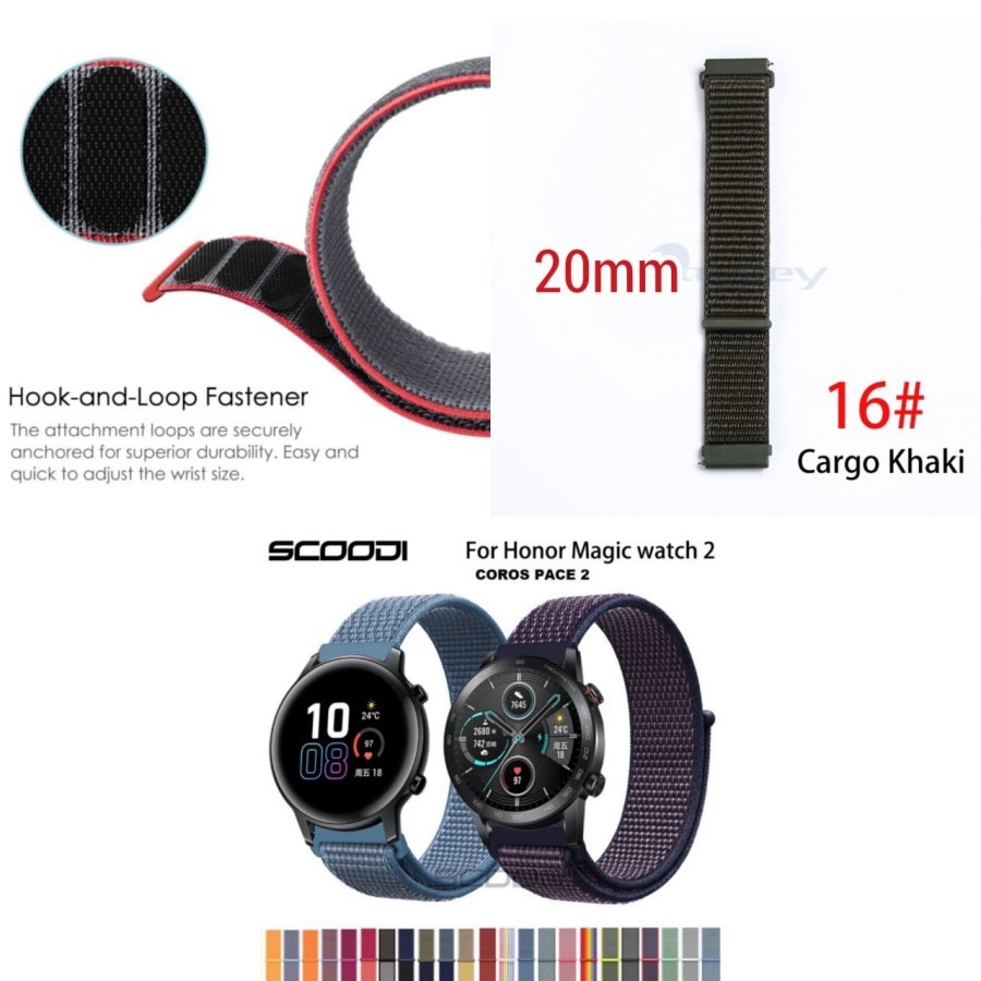 Tali jam nylon strap 20mm Coros pace 2 huawei GT Honor Magic 42mm