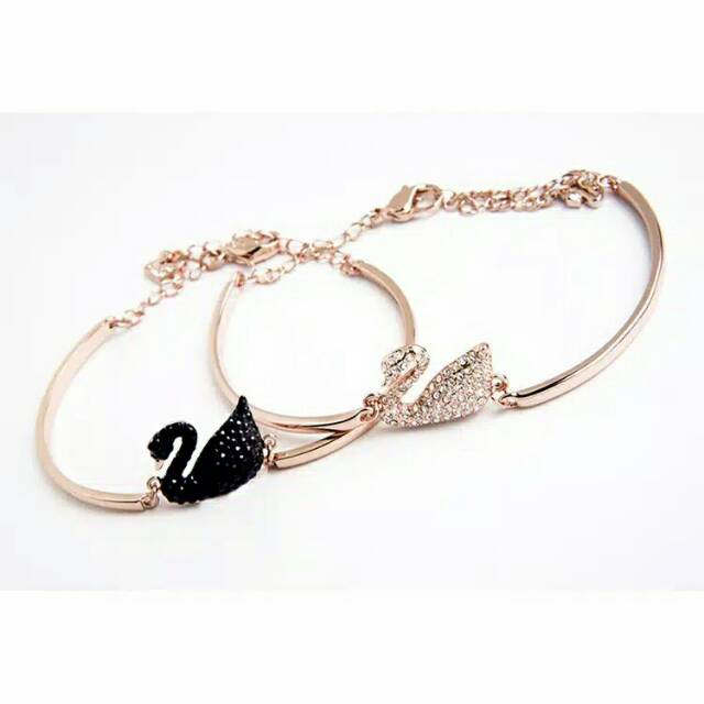 GG Gelang Tangan Rantai Aksen Swan Titanium#GT-A