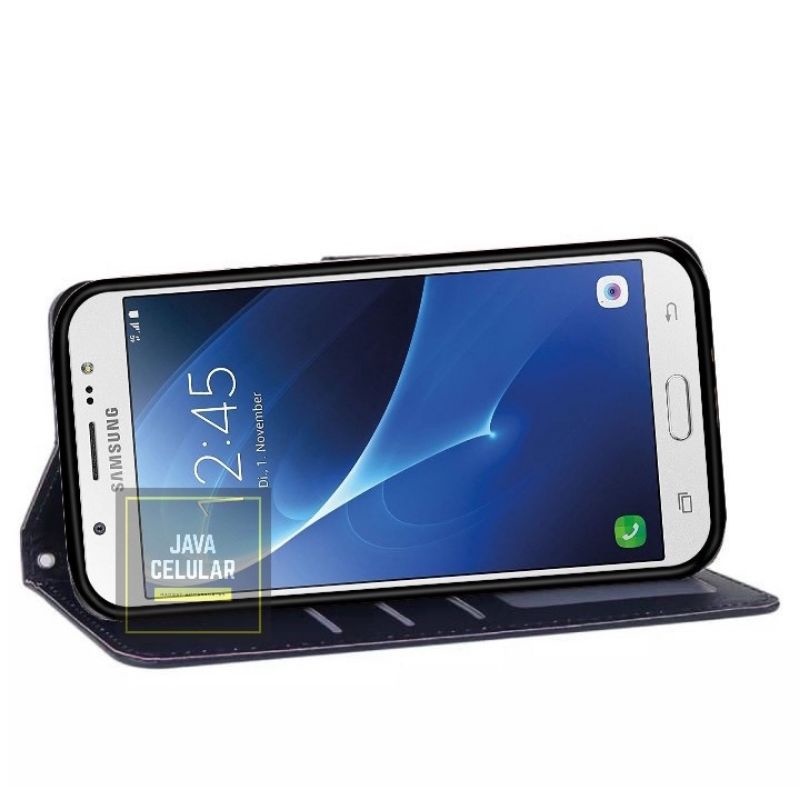 Samsung Galaxy J7 2016 Leahter Flip-Wallet Case kulit Casing Dompet