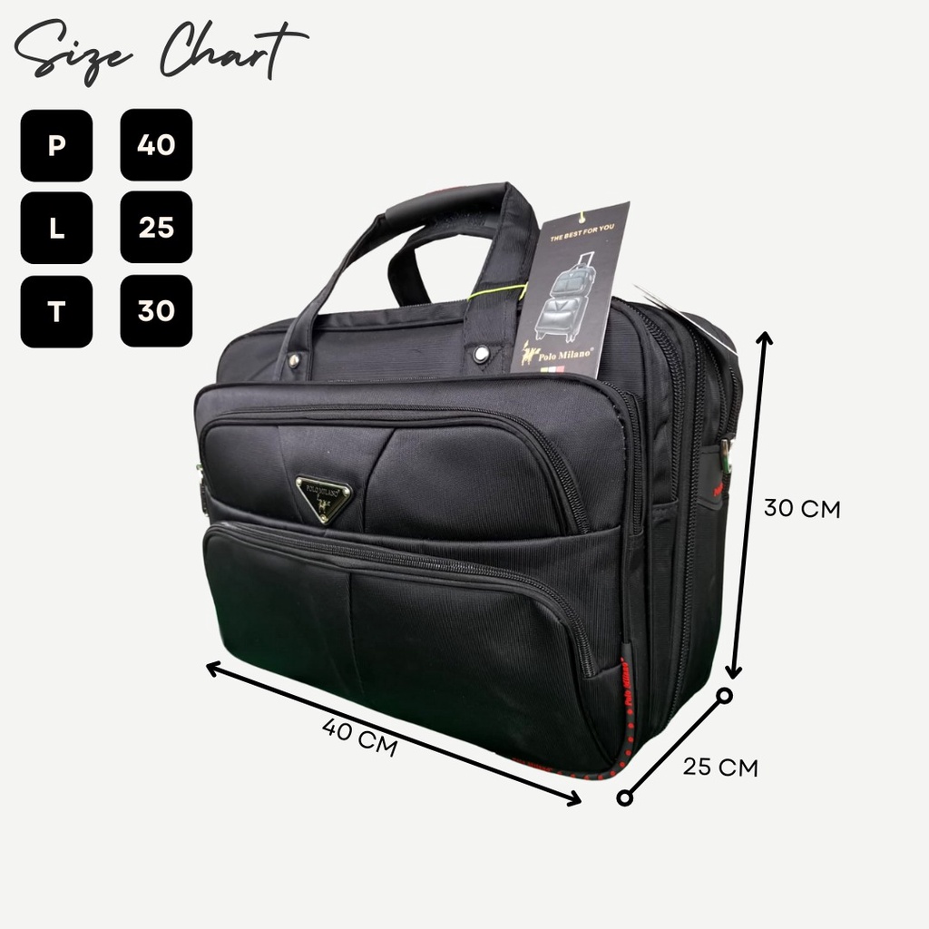 Tas Map POLO MILANO 88379 Tas Laptop Tas kerja Pria Tas kerja wanita Tas map Tas Import Tas kulit Tas tenteng Tas map resleting Tas dokumen Tas kerja besar Elegan Tas Laptop Anti Air FREE botol minum