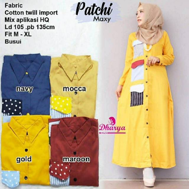 Patchi Maxy, maxi dress, dress muslim, gaun muslim, dress casual, gamis, gamis muslim, katun twill