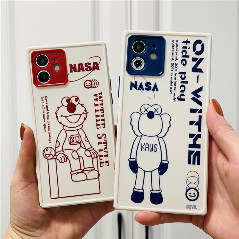 Two color nasa pattern phone Case for IPhone 11 12promax IPhone 7 8Plus Smooth SE X XS Cartoon Cute Anti-drop XR XSMAX Cute 11 11pro 11promax Soft Silicone mobile cover Hlna