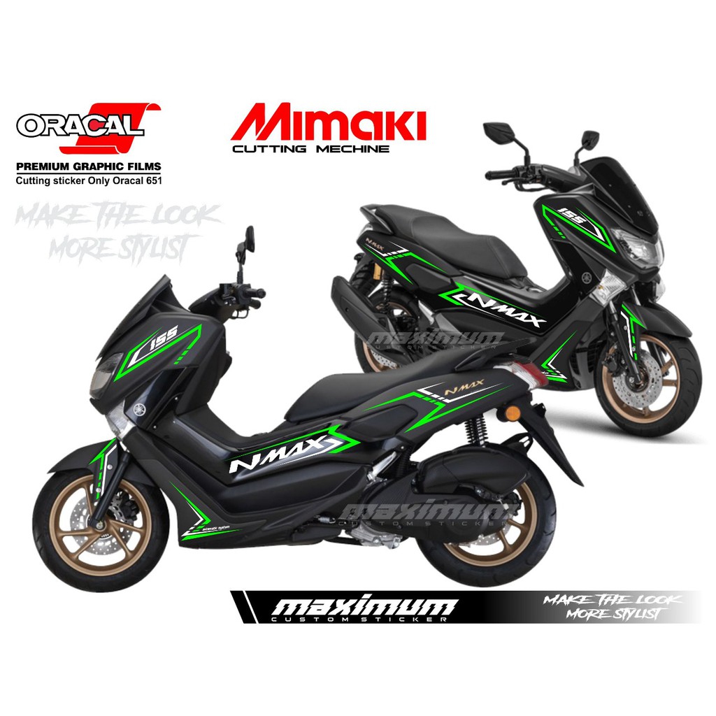 CUTTING STICKER NMAX HITAM - STIKER ORACAL HIJAU PUTIH