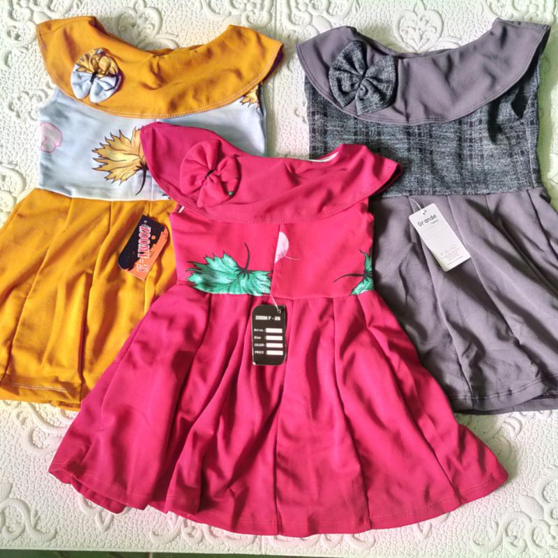 DRESS SABRINA KRAH ANAK 1-2 TAHUN//WARNA DAN MOTIF RANDOOM