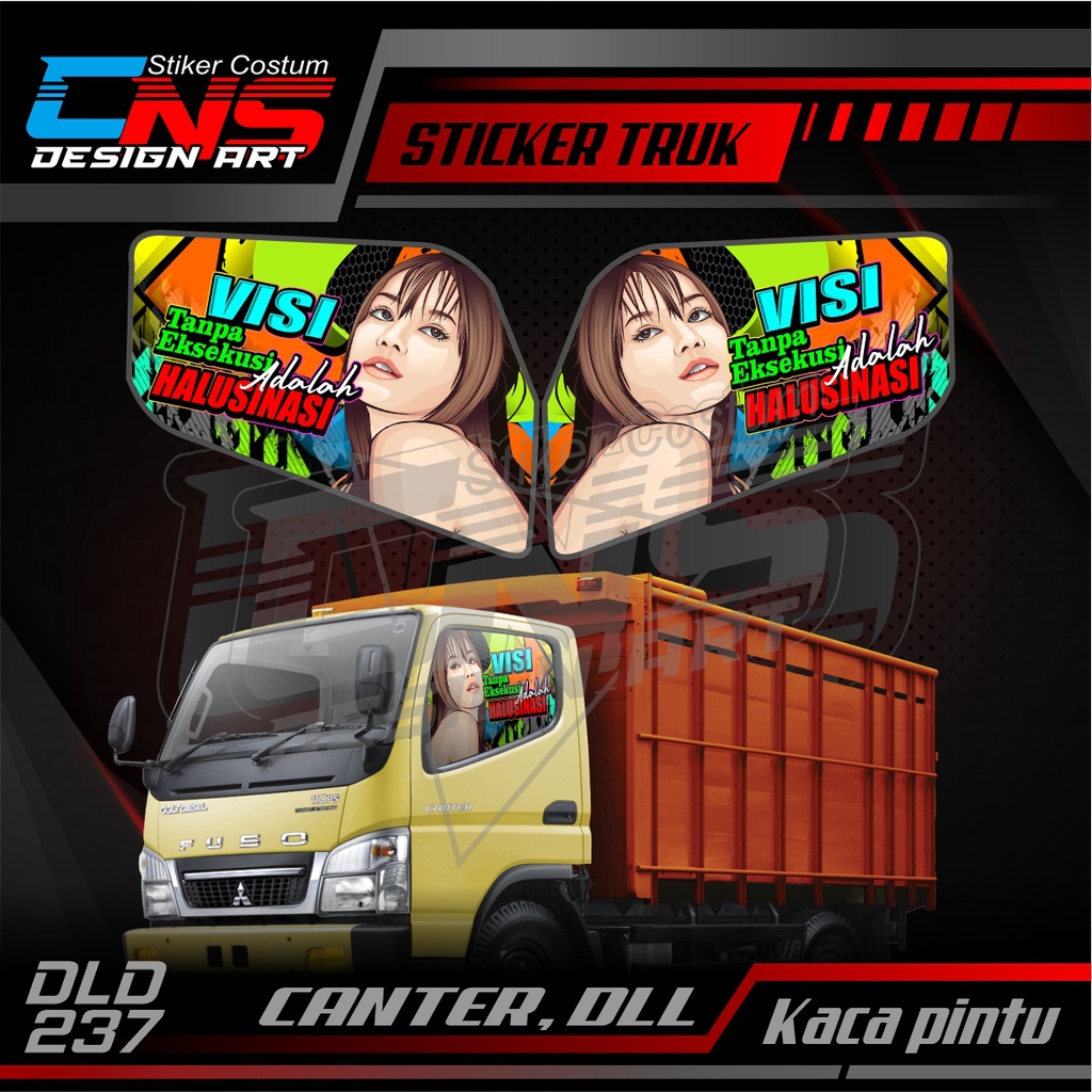 Jual Stiker Kaca Pintu Depan Truk CANTER Custom Foto Cewek Cantik Hijab ...