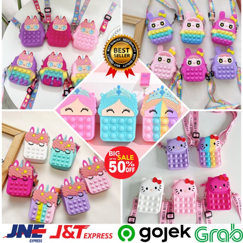 COD Tas Pop It Anak Unicorn Popit Handbag Impor Tas Dompet Anak Unik Imut Selempang Unicorn Anak Pop