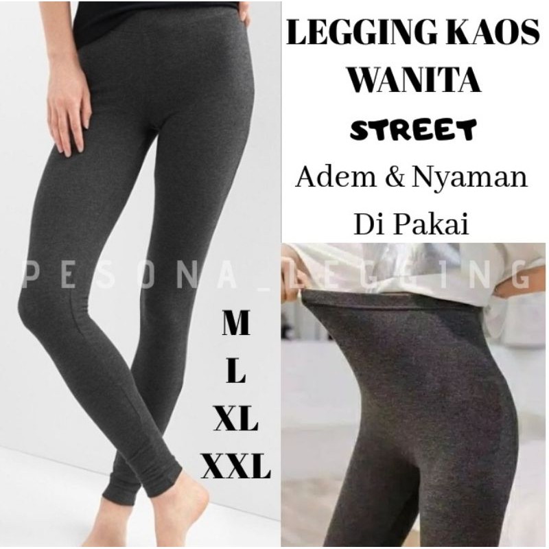 Clowiy LEGGING PANJANG STREET KAOS RAYON PREMIUM / CELANA LEGGING WANITA