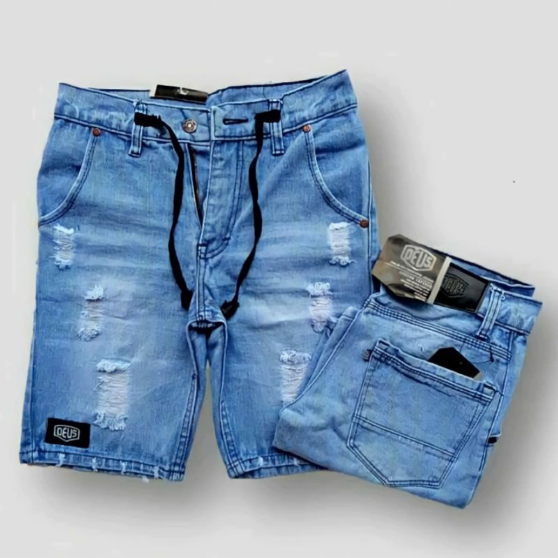 [Bisa COD]Celana Jeans Pendek Sobek Pria Wisker Jeans Pendek Ripped Robek Pria Premium Distro