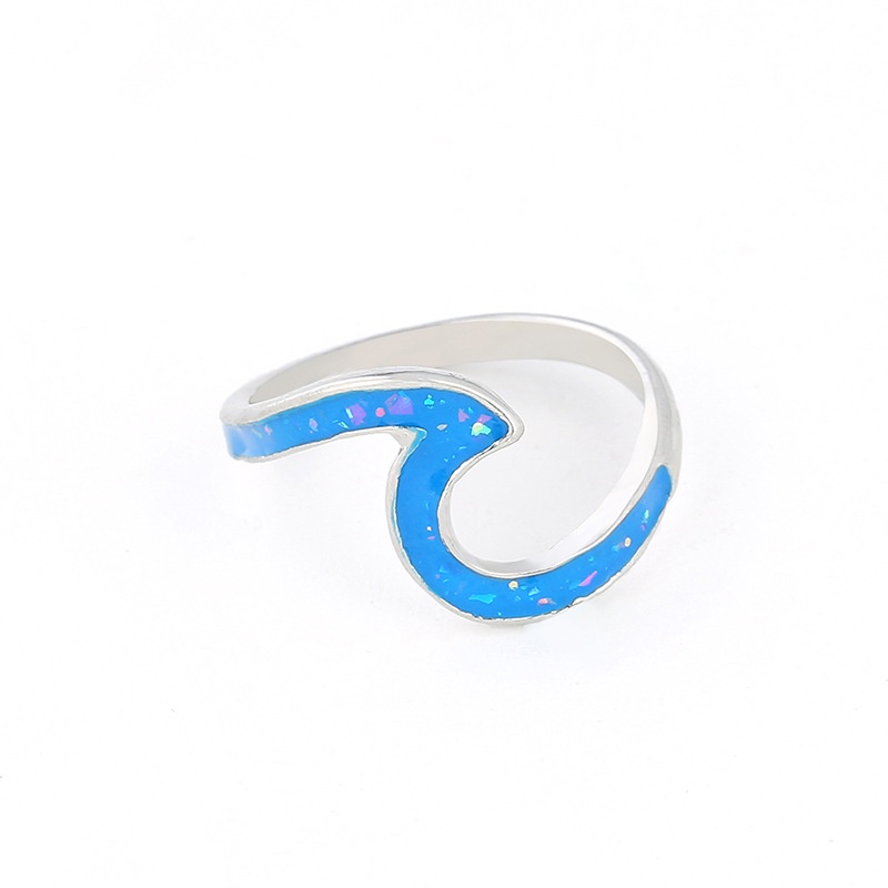 European and American Wave Rings Artificial Opal Simple Geometry Ladies Ring