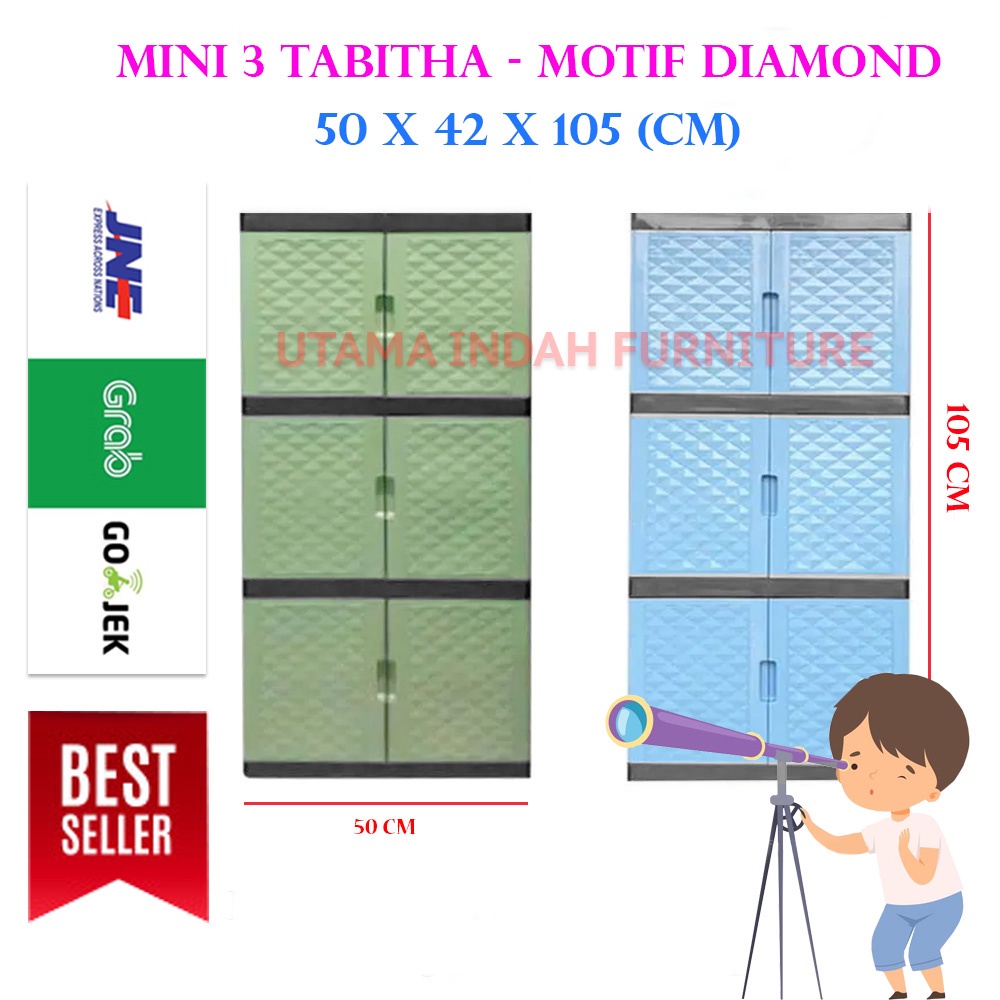 Lemari pakaian plastik tabitha MINI 3 SUSUN  / lemari plastik mini