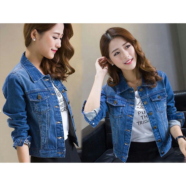 [Karina jaket Varian Warna RO] Jaket Wanita Jeans Biru Muda/Biru Tua